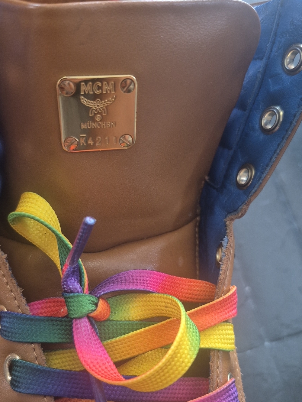 MCM Cognac Monogram Sneakers (L)9 (M)7 - Picture 3 of 11